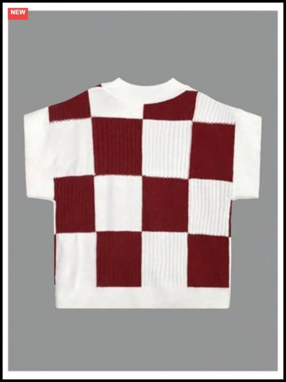 Women's Acrylic Color Block Knit Pullover Sweater Short Sleeve Cap Sleeve